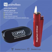 Kırmızı Renk Taşlı Clipper Çakmak