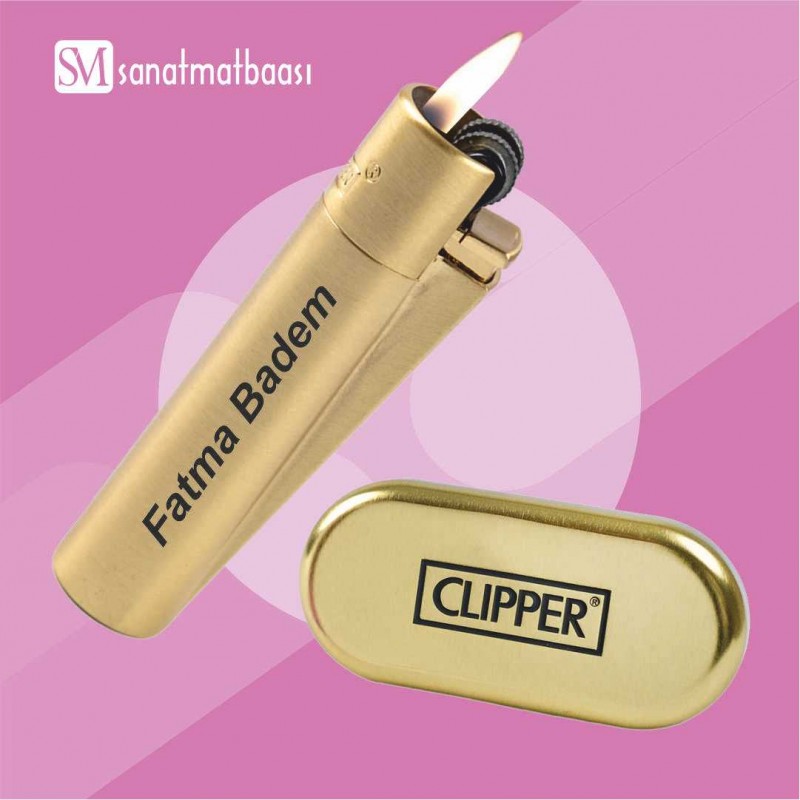 Gold Renk Taşlı Clipper Çakmak